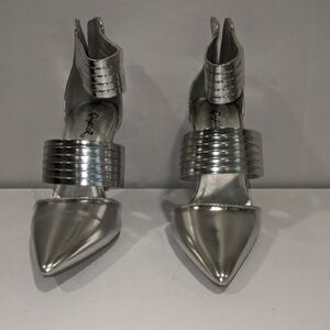 Qupid Sliver Strappy pointed toe heels